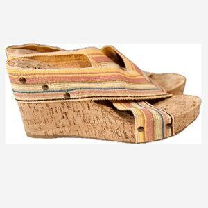 Cato Wedge Sandals Platforms Women's Size 10M Multi-Color 4¼" Heel Straps Studs
